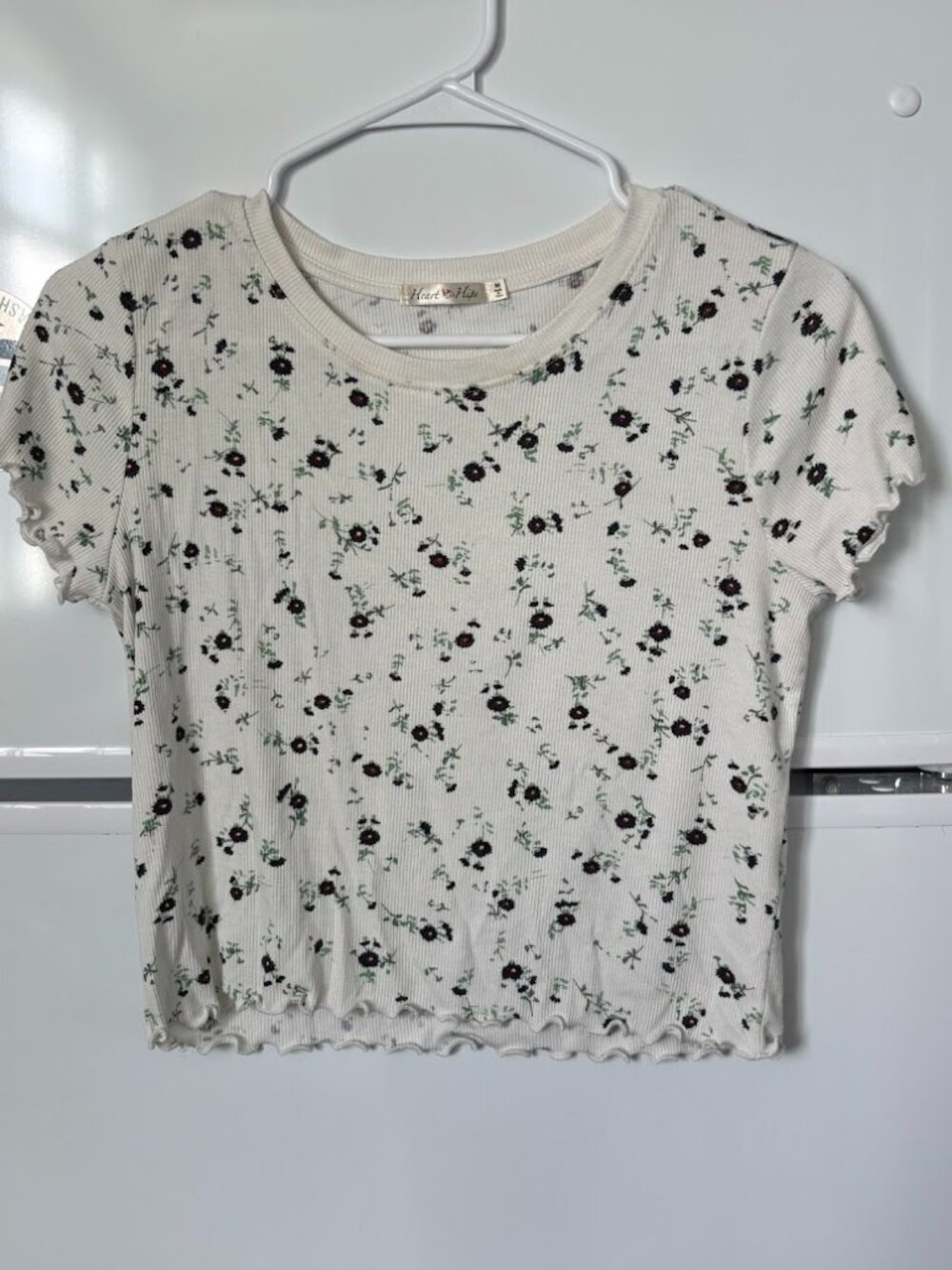 Floral Ribbed Crop Top Size M